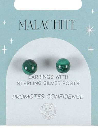 Sterling Silver and Malachite Crystal Ear Studs image 0